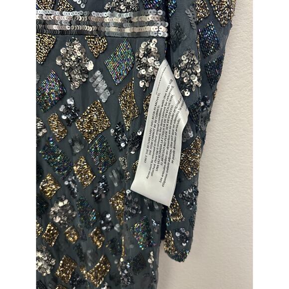 Mac Duggal Womens Evening Dress Size 12 Geometric Heavily Beaded 5472 $598 - Picture 5 of 11